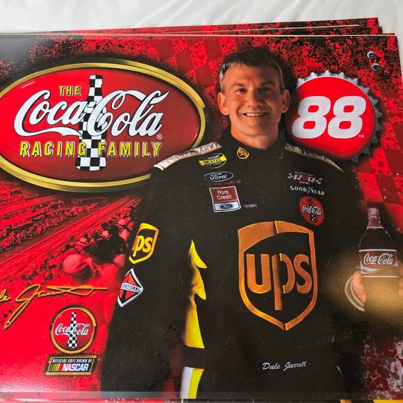 Coca Cola Nascar Racing Vintage 80s EUC placemat set 8 racecar drivers Party - Picture 10 of 13